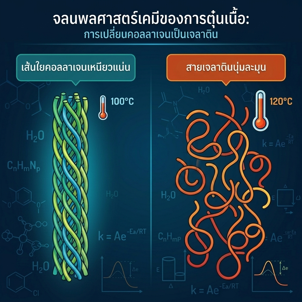 กลไกจลนศาสตร์เคมีของการเปลี่ยนคอลลาเจนเป็นเจลาติน